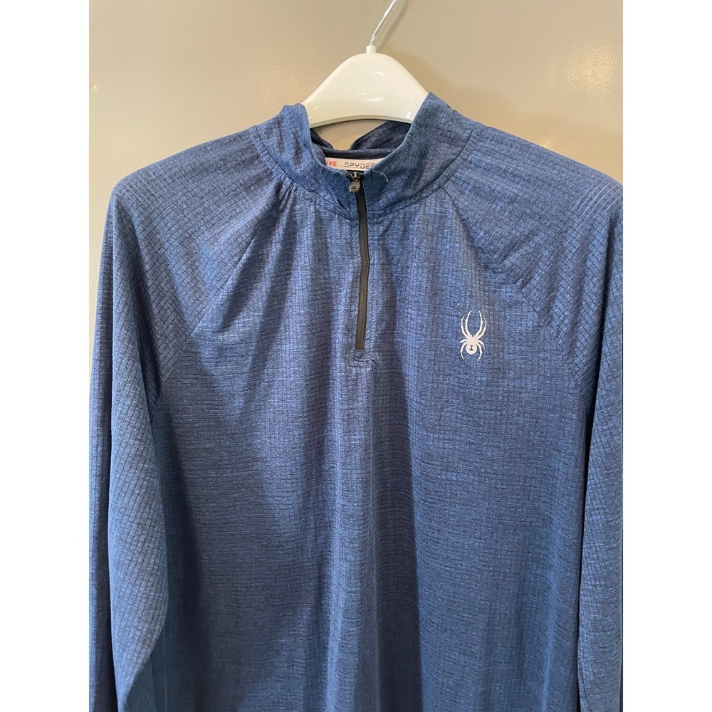Spyder Active Mens XL Blue Grid Quarter Zip Pullover Long Sleeve SPM840U